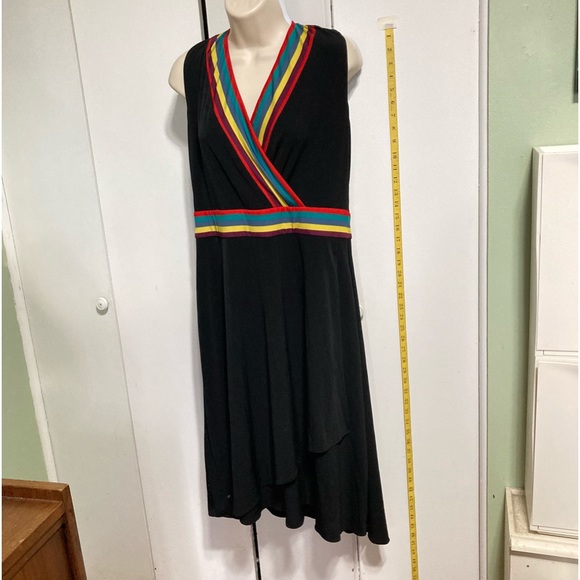 RAINBOW Knit Dress Black Multicolor Stripe Sleeveless by Catherine Malandrino XL - Picture 5 of 15
